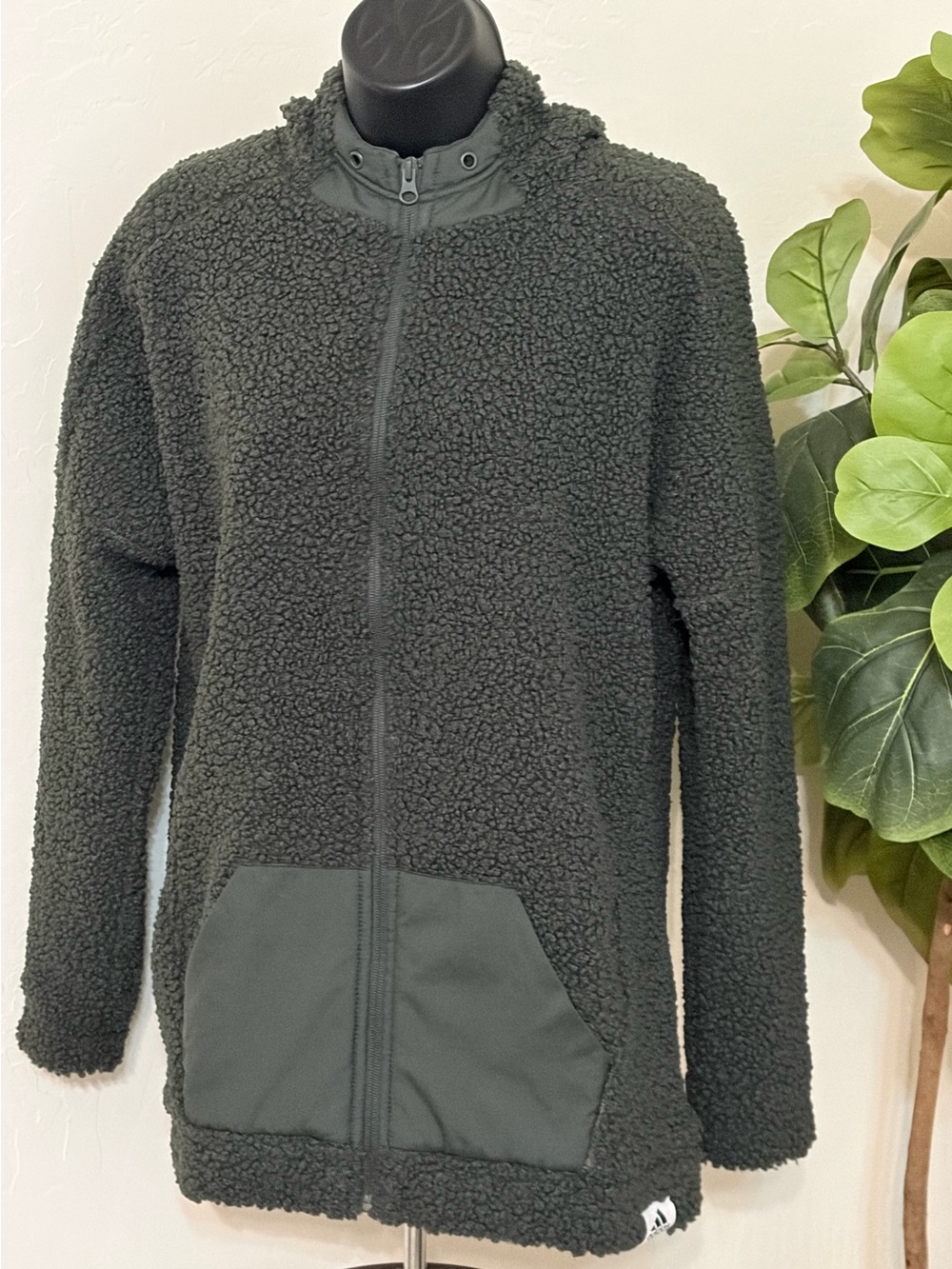 Adidas Women’s Sherpa Fleece Full-Zip Hooded Jacket – Size Small